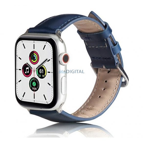 Curea de schimb (dimensiune personalizată, mică, silicon, efect piele) ALBASTRU ÎNCHIS Apple Watch Series 2 38mm, Apple Watch Series 3 38mm, Apple Watch Series 1 38mm, Apple Watch Series 4 40mm, Apple Watch Series 5 40mm, Apple Watch Series 6 40mm ,