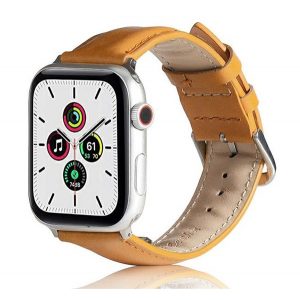 Curea de schimb (dimensiune personalizată, mică, silicon, efect piele) MARO DESCHIS Apple Watch Series 1 38mm, Apple Watch Series 2 38mm, Apple Watch Series 3 38mm, Apple Watch Series 4 40mm, Apple Watch Series 5 40mm, Apple Watch Series 6 40mm , Ap