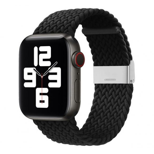 Curea de schimb (dimensiune personalizată, mică, textil) NEGRU Apple Watch Series 8 41mm, Apple Watch Series 7 41mm, Apple Watch Series 4 40mm, Apple Watch Series 5 40mm, Apple Watch Series 6 40mm, Apple Watch Series SE 2 40mm, Apple