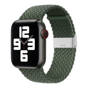 Curea de schimb (dimensiune personalizată, mare, textil) VERDE ÎNCHIS Apple Watch Ultra 49 mm, Apple Watch Series 4 44 mm, Apple Watch Series 5 44 mm, Apple Watch Series 6 44 mm, Apple Watch Series SE 2 44 mm, Apple Watch Series SE 44 mm, Apple W