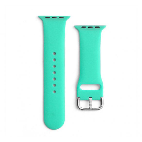 Curea de schimb (dimensiune personalizată, mică, din silicon, cataramă metalică) VERDE MENTA Apple Watch Series 8 41mm, Apple Watch Series 7 41mm, Apple Watch Series 4 40mm, Apple Watch Series 5 40mm, Apple Watch Series 6 40mm, Apple Watch Series SE