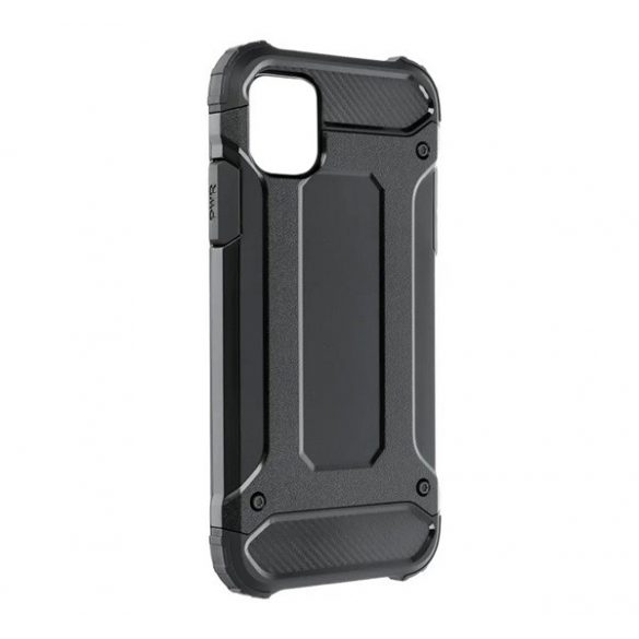 Protector de telefon din plastic Defender (rezistenta la impact mediu, colt cu perna de aer, interior din silicon, efect metalic) NEGRU Apple iPhone 15 Plus