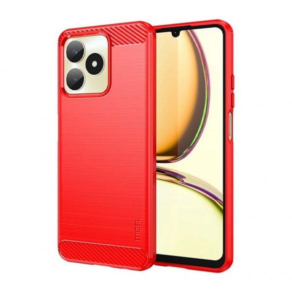 Protector de telefon din silicon MOFI (rezistență medie la impact, colț cu pernă de aer, periat, model carbon) RED Realme C53