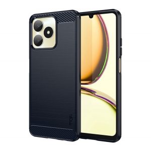 Protector de telefon din silicon MOFI (rezistență medie la impact, colț cu pernă de aer, periat, model carbon) ALBASTRU ÎNCHIS Realme C53