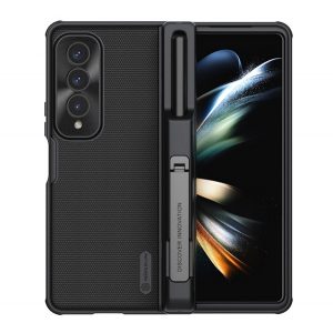 NILLKIN SUPER FROSTED plastic protecțiede telefon (cauciucat, suprafață aspră, suport desktop, suport S Pen) negru Samsung Galaxy Z Fold 4 (SM-F936)