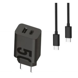 Încărcător MOTOROLA TURBOPOWER USB+priză de tip C (50W, încărcător rapid PD + cablu tip C) NEGRU