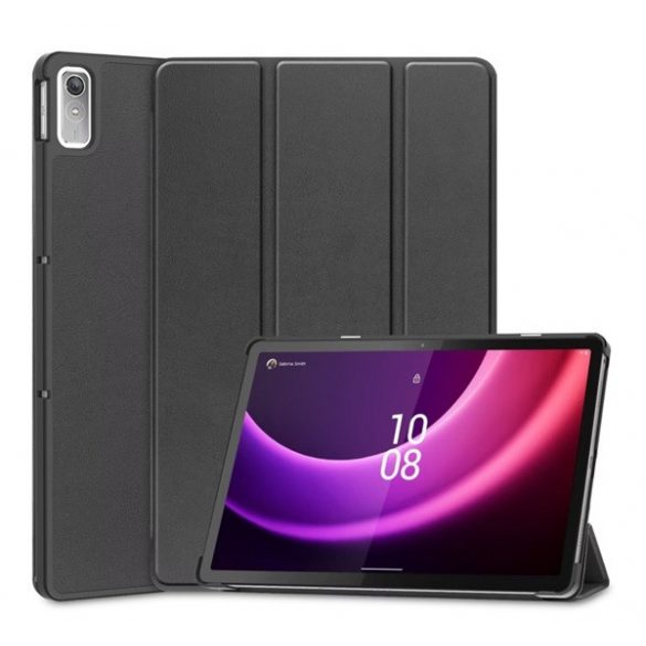 Carcasă în picioare, efect piele (FLIP activ, deschidere laterală, TRIFOLD, suport desktop) NEGRU Lenovo Tab P11 Gen2 (TB350)