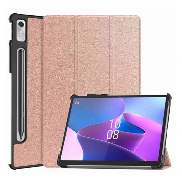 Carcasă în picioare, efect piele (FLIP activ, deschidere laterală, TRIFOLD, suport desktop, suport creion) ROSE GOLD Lenovo Tab P11 Pro Gen2 (TB132FU) WIFI