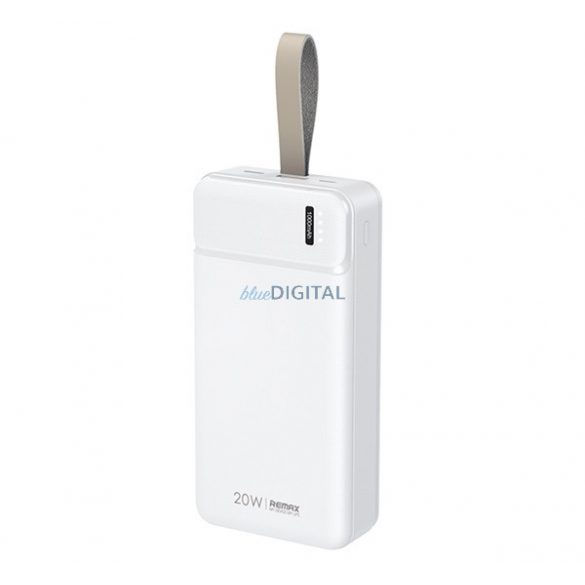 Încărcător de urgență REMAX USB+Type-C+priză microUSB (30000mAh, 20W, încărcător rapid PD, indicator LED) ALB