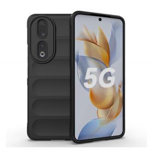 Protectie din silicon pentru telefon (rezistenta la impact mediu, protectie camera, model 3D) NEGRU Honor 90 5G