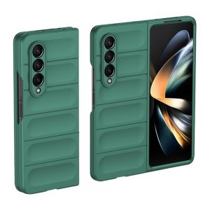 Protector din silicon pentru telefon (rezistență medie la impact, protecție pentru cameră, model 3D) VERDE ÎNCHIS Samsung Galaxy Z Fold4 5G (SM-F936)