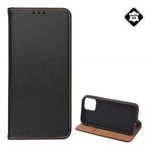 Carcasa in picioare, piele naturala (FLIP, deschidere laterala, functie suport pentru masa) NEGRU Apple iPhone 15