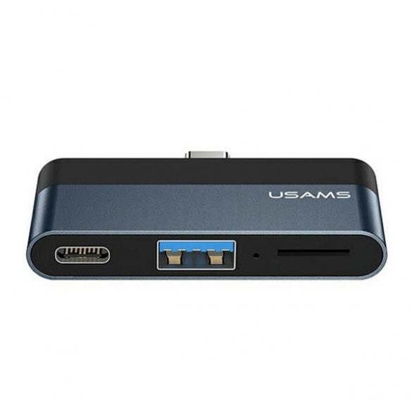 Adaptor USAMS (priză USB+Type-C, cititor de carduri microSD - Type-C) GRI