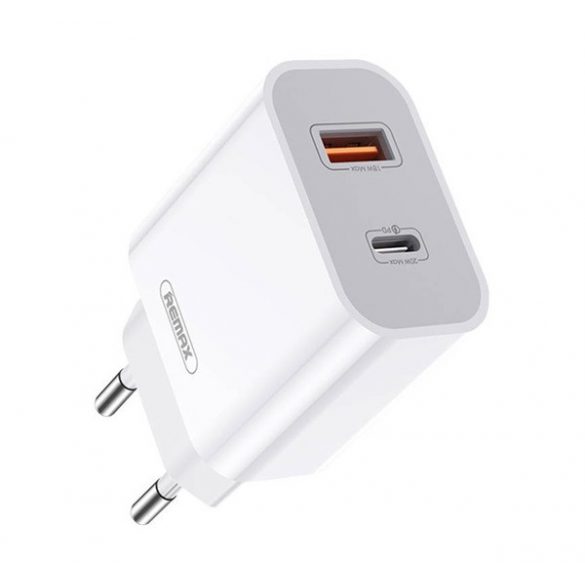 Încărcător REMAX SURIE USB+priză de tip C (20W, încărcător rapid PD) ALB