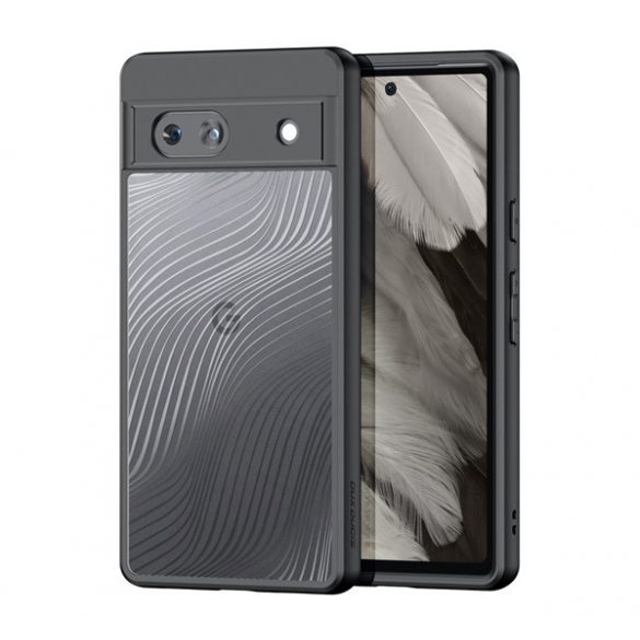 Protector de telefon din plastic DUX DUCIS AIMO (rezistență medie la impact, cadru din silicon, protecție pentru cameră, mat, model ondulat) NEGRU Google Pixel 7a