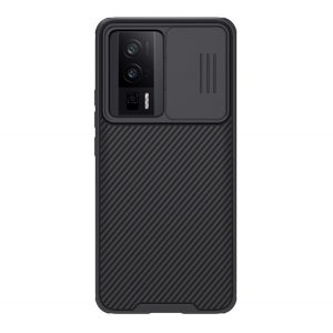 Protector de telefon din plastic NILLKIN CAMSHIELD PRO (cadru din silicon, rezistenta medie la impact, protectie camera, model in dungi) NEGRU Xiaomi Poco F5 Pro