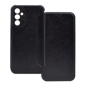 Husă în picioare, efect piele (FLIP, deschidere laterală, colț cu pernă de aer, protecție pentru cameră) NEGRU Samsung Galaxy A54 5G (SM-A546)