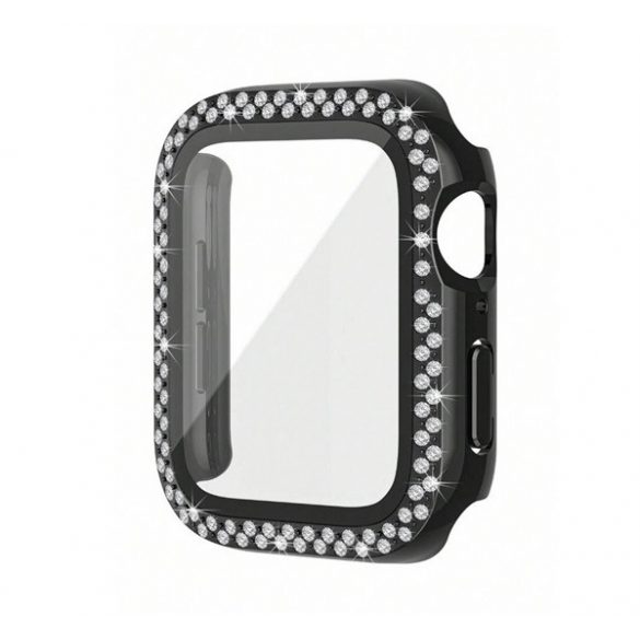 Cadru din silicon (BUMPER, strass) NEGRU Apple Watch Series SE 40mm, Watch Series SE 2 40mm, Watch Series 6 40mm