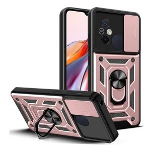 Defender protecțiede telefon din plastic (rezistent la impact mediu, silicon interior, inel de fixare a telefonului, protecție a camerei) GOLDEN Xiaomi Redmi 12C