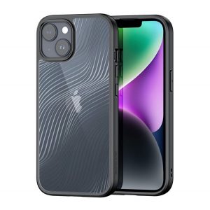 Protector de telefon din plastic DUX DUCIS AIMO (rezistență medie la impact, cadru din silicon, protecție pentru cameră, mat, model ondulat) NEGRU Apple iPhone 15 Plus