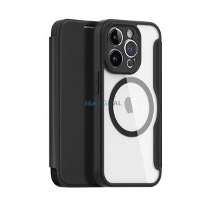 Husa DUX DUCIS SKIN X PRO in picioare, efect piele (FLIP, deschidere laterala, incarcare wireless, Magsafe) NEGRU Apple iPhone 13 Pro