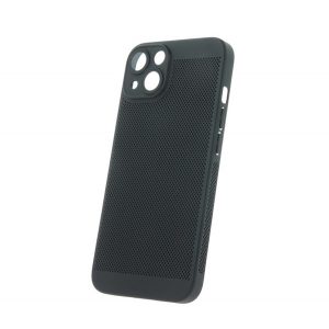 Protectie din plastic pentru telefon (respirabila, model perforat, protectie camera) NEGRU Apple iPhone 15