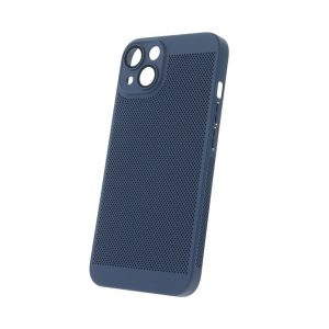 Protectie din plastic pentru telefon (respirabila, model perforat, protectie camera) ALBASTRU INCHIS Apple iPhone 15