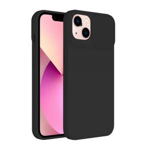 Protector de telefon din silicon (mat, interior din microfibra de pluș, protecție pentru cameră) NEGRU Apple iPhone 15