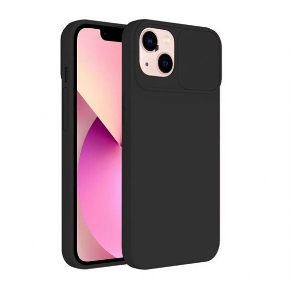 Protector de telefon din silicon (mat, interior din microfibra de pluș, protecție pentru cameră) NEGRU Apple iPhone 15