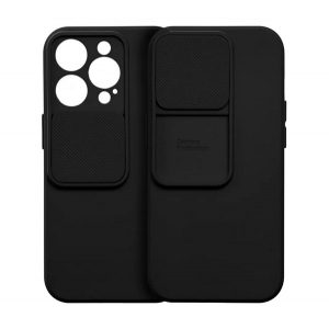 Protectie de telefon din silicon (mat, interior din microfibra plus, protectie camera) NEGRU Apple iPhone 15 Pro