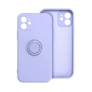 Protector de telefon din silicon (inel suport telefon, interior din microfibră de pluș, placă metalică încorporată, protecție pentru cameră) PURPLE Apple iPhone 15 Plus