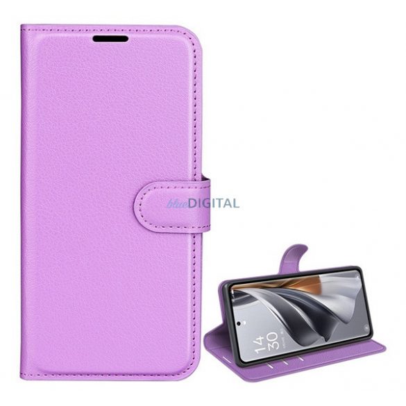 Carcasa in picioare, efect piele (FLIP, deschidere laterala, functie suport desktop, premium) PURPLE Oppo Reno 10 5G, Oppo Reno 10 Pro 5G