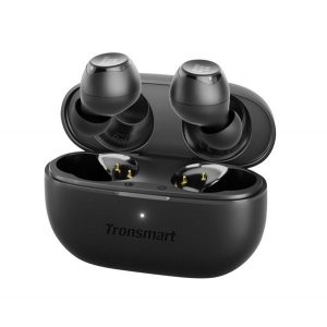 Căști bluetooth TRONSMART ONYX PURE STEREO (v5.3, TWS, microfon, impermeabil + carcasă de încărcare) NEGRU