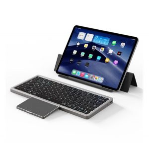 DUX DUCIS OK tastatură bluetooth + touch pad (universal, suport desktop, QWERTY, limba engleză) DARK GREY