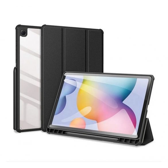 DUX DUCIS TOBY Husă în picioare, efect piele (FLIP activ, deschidere laterală, TRIFOLD, suport pentru stilou tactil) negru Samsung Galaxy Tab S6 Lite 10.4 WIFI (SM-P613) 2022, Samsung Galaxy Tab S6 Lite 10.4 LTE (SM-P619) 2022, Samsung Galaxy Tab S6