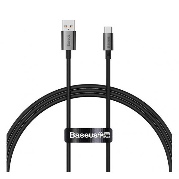 Cablu de date BASEUS SUPERIOR (USB - Type-C, 100W, încărcător rapid PD, 100cm, anti-rupere) NEGRU