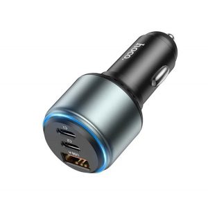 Încărcător auto HOCO NZ9 USB+2 cu mufă Type-C (95W, încărcător rapid PD) NEGRU