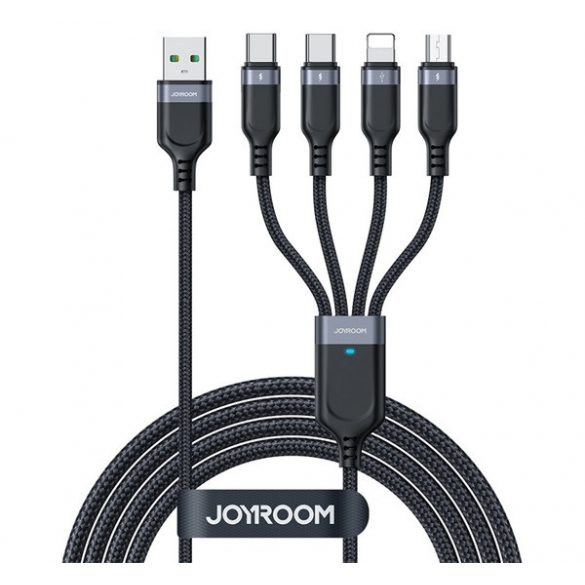 Cablu de date JOYROOM 4in1 (USB - 2 Type-C/lightning/microUSB, 3,5A, încărcător rapid, 120cm) NEGRU