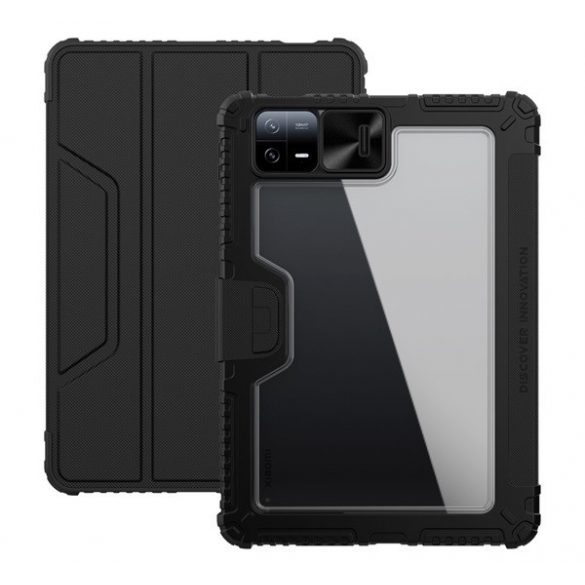 NILLKIN BUMPER PRO protecțiede plastic pentru telefon (FLIP activ, cadru din silicon, rezistent la impact mediu, funcție de suport desktop) negru Xiaomi Pad 6