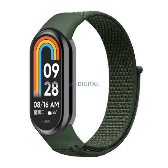 Curea de schimb (dimensiune personalizată, nailon, velcro, respirabilă) VERDE ÎNCHIS Xiaomi Band 8