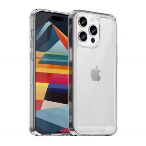 protecțiede telefon din plastic (cadru din silicon, rezistent la impact mediu, Husă spate transparent) pentru Apple iPhone 15 Pro