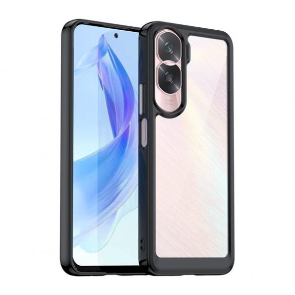 protecțiede telefon din plastic (cadru din silicon, rezistent la impact mediu, spate transparent) negru Honor 90 Lite 5G