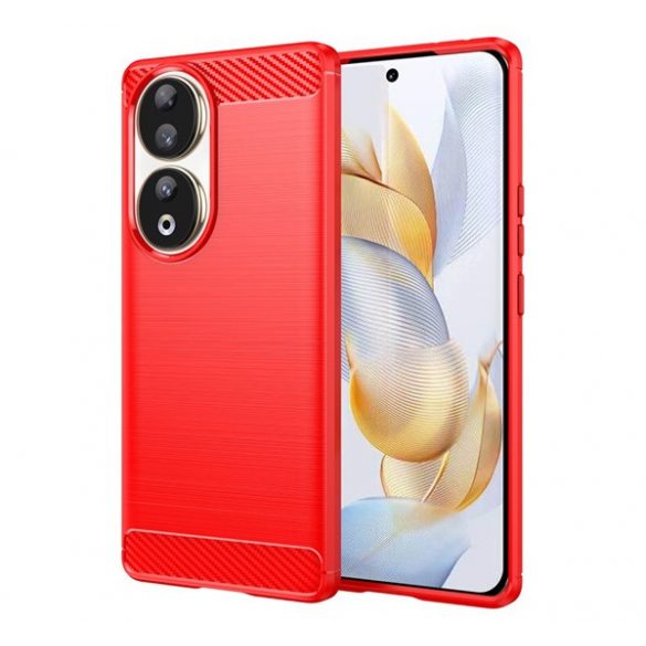 Protector de telefon din silicon (rezistență medie la impact, colț cu pernă de aer, periat, model carbon) RED Honor 90 5G