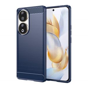 Protector de telefon din silicon (rezistență medie la impact, colț cu pernă de aer, periat, model carbon) ALBASTRU ÎNCHIS Honor 90 5G