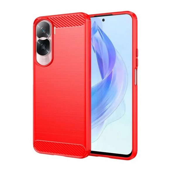 Husă silicon pentru telefon (rezistent la impact mediu, călcâi cu pernă de aer, periat, model de carbon) PIROS Honor 90 Lite 5G