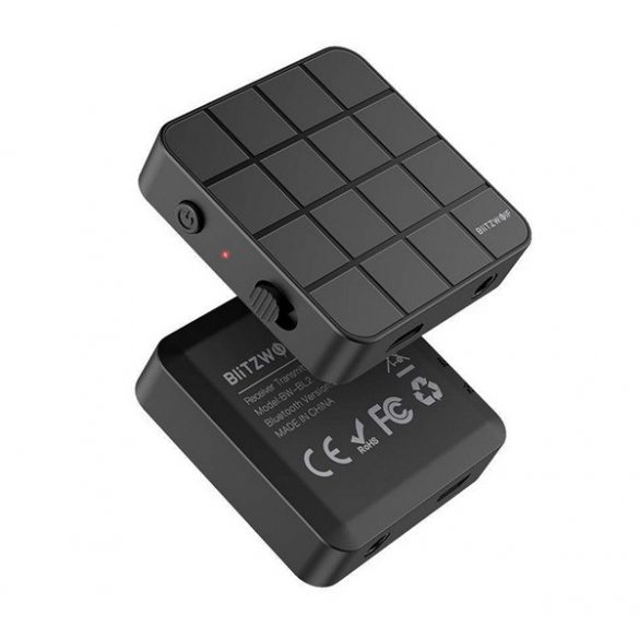 Transmițător FM bluetooth BLITZWOLF microUSB+mufă jack de 3,5 mm (v5.0, 200 mAh) NEGRU