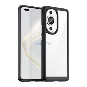 Protectie din plastic pentru telefon (cadru silicon, rezistenta medie la impact, spate transparent) NEGRU Huawei Nova 11 Pro