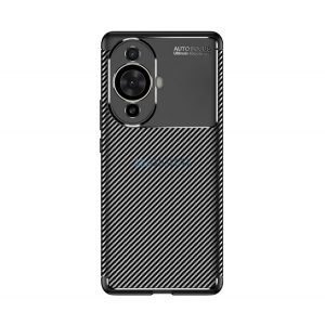 Protectie din silicon pentru telefon (rezistenta medie la impact, colt cu perna de aer, model carbon) NEGRU Huawei Nova 11 Pro