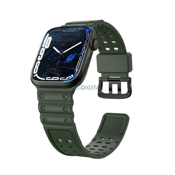 Curea de schimb (dimensiune personalizată, mică, din silicon) VERDE ÎNCHIS Apple Watch Series 4 40mm, Apple Watch Series 5 40mm, Apple Watch Series 6 40mm, Apple Watch Series SE 2 40mm, Apple Watch Series SE 40mm, Apple Watch Series 7 41mm, Appl