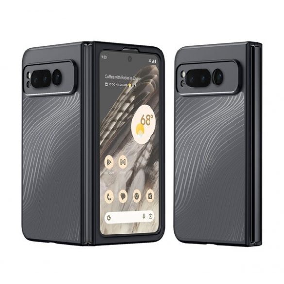 Protector de telefon din plastic DUX DUCIS AIMO (rezistență medie la impact, cadru din silicon, protecție pentru cameră, mat, model ondulat) NEGRU Google Pixel Fold